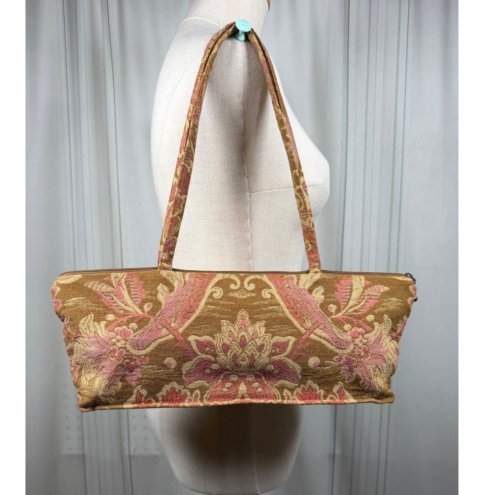 VTG Maruca Tapestry Baguette Shoulder Bag Boho Floral Jacquard Y2K